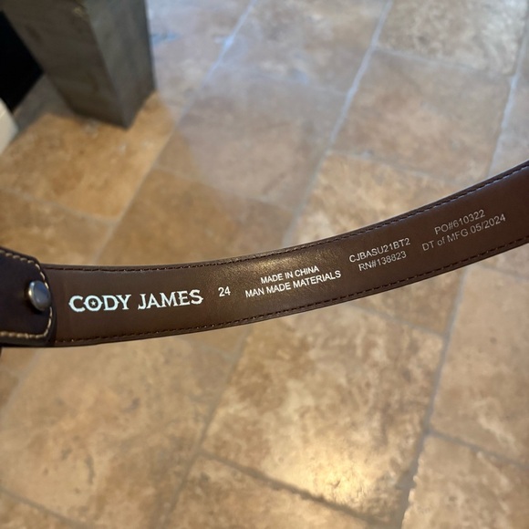 CODY JAMES Brown Cowboy Western Faux Leather Belt with Silver Buckle Size 24 main image 4